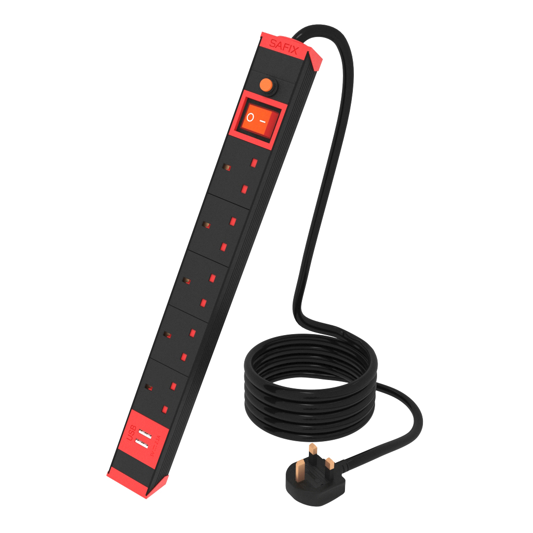 SAFIX 5 Way Extension Socket with USB 5 Way Extension Socket with USB